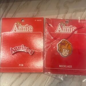 Annie Pin and Necklace Set - Red 1981